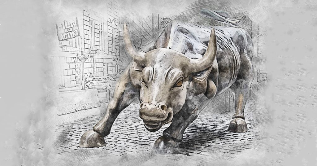 wall street bull sketch trade