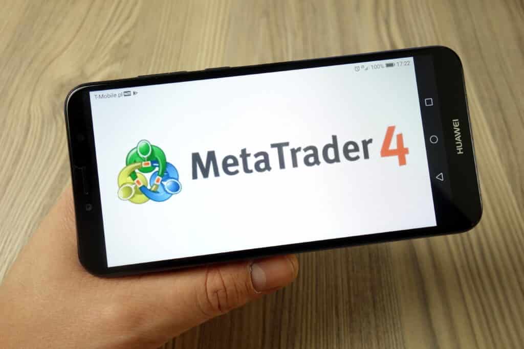 mt4 trading platform logo on mobile phone